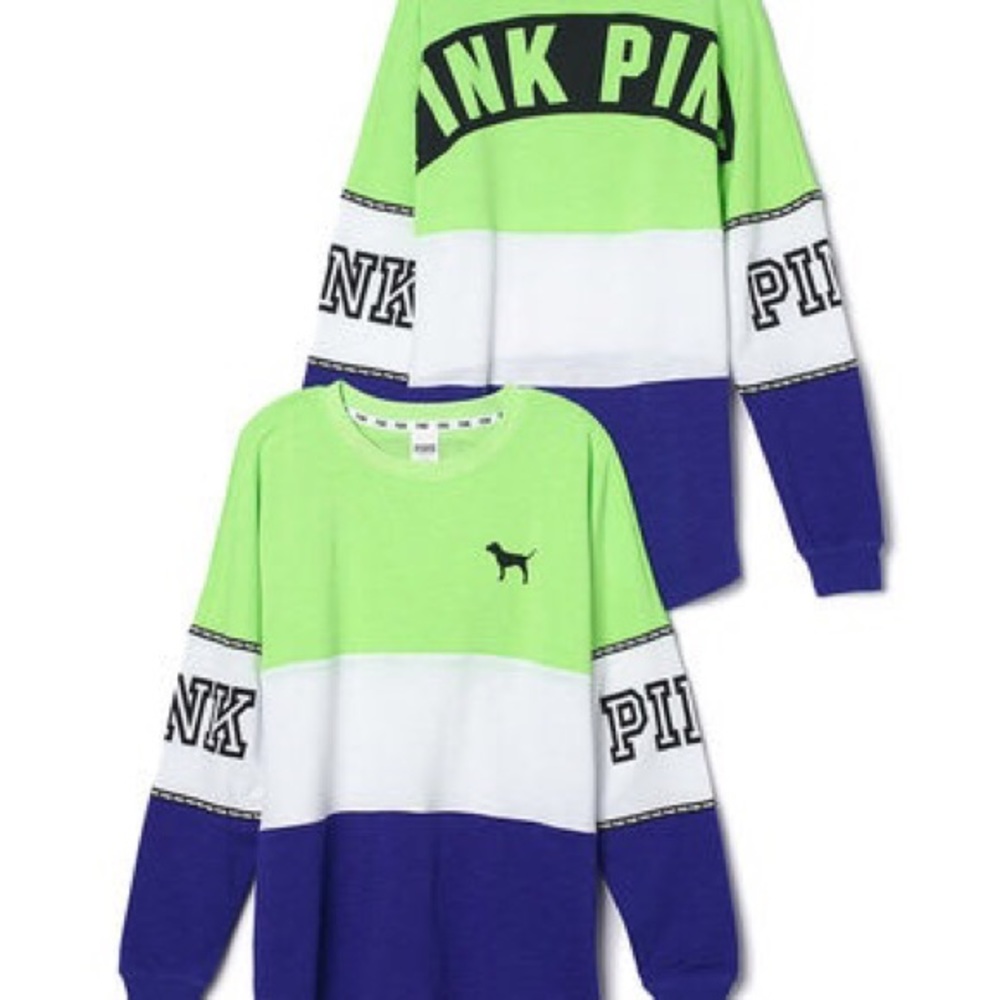 CUTE VARSITY CREW PINK SWEATER MULTICOLORED
